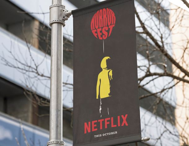 A student made banner of Netflix's horror fest using the cover art of it as inspiration. 
